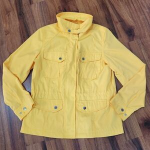 EUC Coldwater Creek Sunshine Yellow Lined Rain Jacket